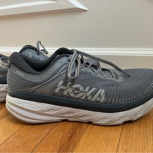 Hoka One One Gray and White Athletic Shoes with Chunky Midsole